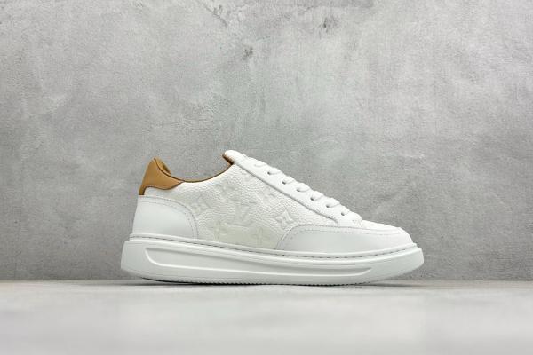 LOUIS VUITTON Beverly Hills Sneakers 'White Monogram With Caramel Collar'
