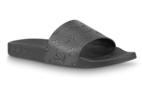 LOUIS VUITTON Waterfront Slide Slippers Men's Pure Black