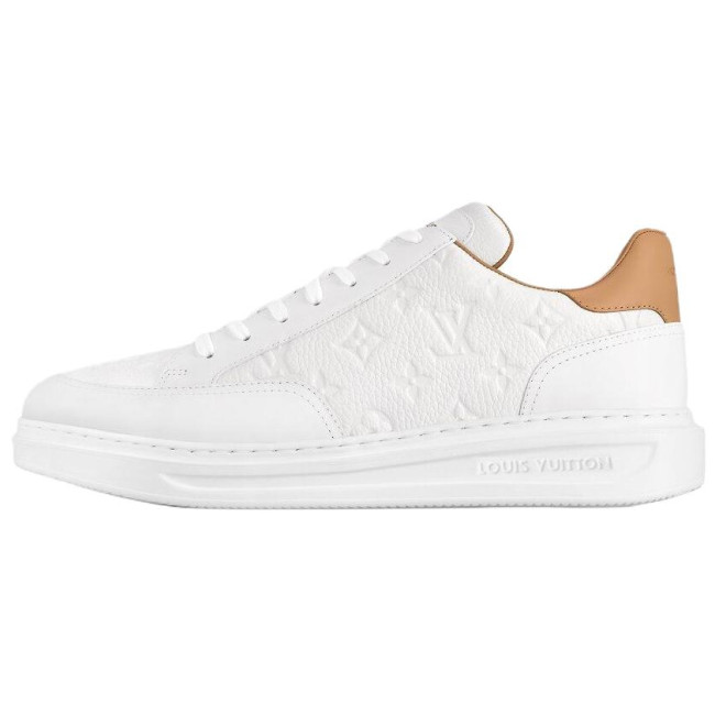 LOUIS VUITTON Beverly Hills Sneakers 'White Monogram With Caramel Collar'