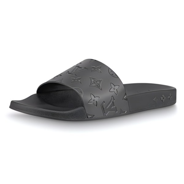 LOUIS VUITTON Waterfront Slide Slippers Men's Pure Black