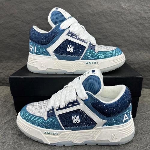 AMIRI MA 1 Leather Low top Skateboard Shoes Men's White Blue