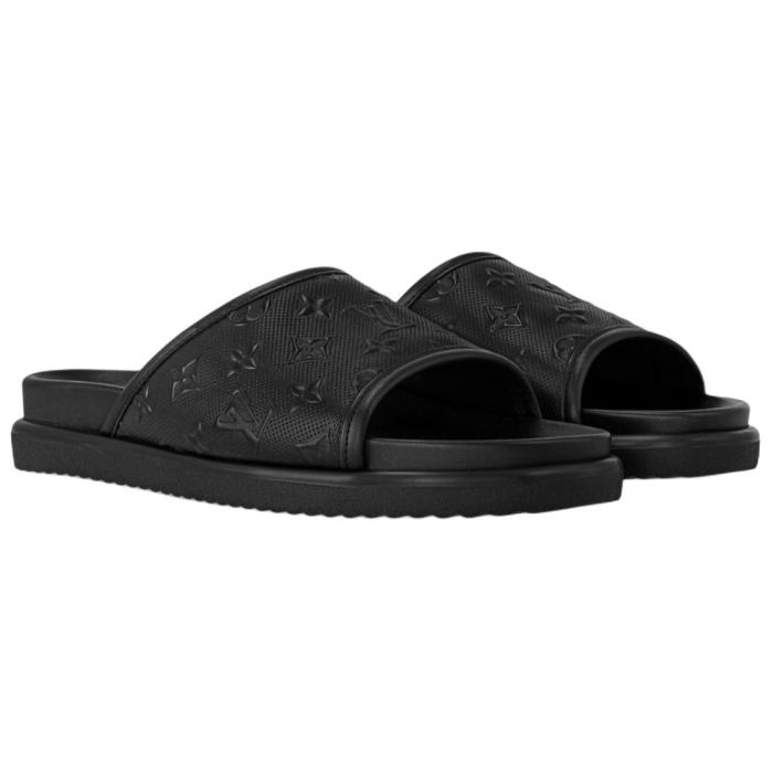 LOUIS VUITTON Miami Slip Resistant Slide Slippers Men's Black