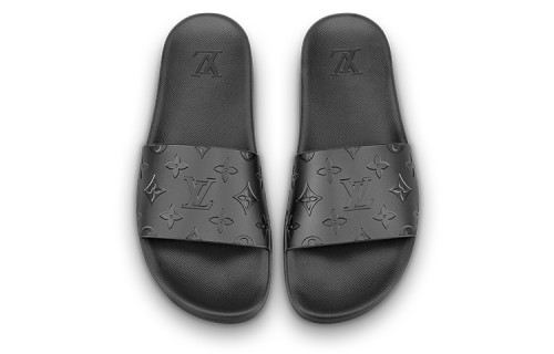 LOUIS VUITTON Waterfront Slide Slippers Men's Pure Black