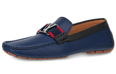 LOUIS VUITTON Monte Carlo Taïga Top Grain Cow Leather Casual Shoes Men's Dark Blue