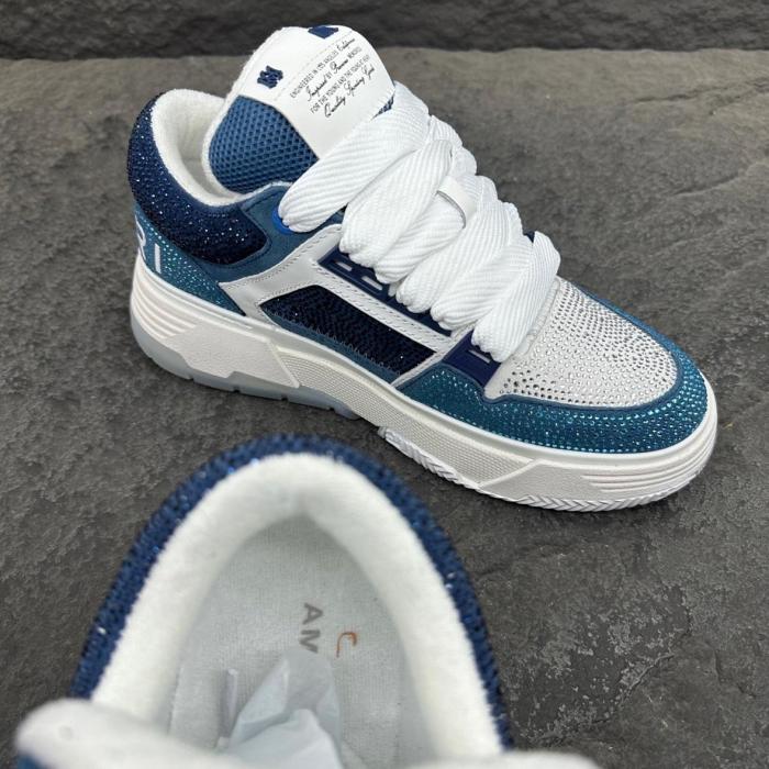AMIRI MA 1 Leather Low top Skateboard Shoes Men's White Blue