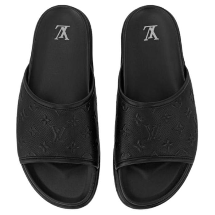 LOUIS VUITTON Miami Slip Resistant Slide Slippers Men's Black