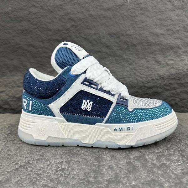 AMIRI MA 1 Leather Low top Skateboard Shoes Men's White Blue