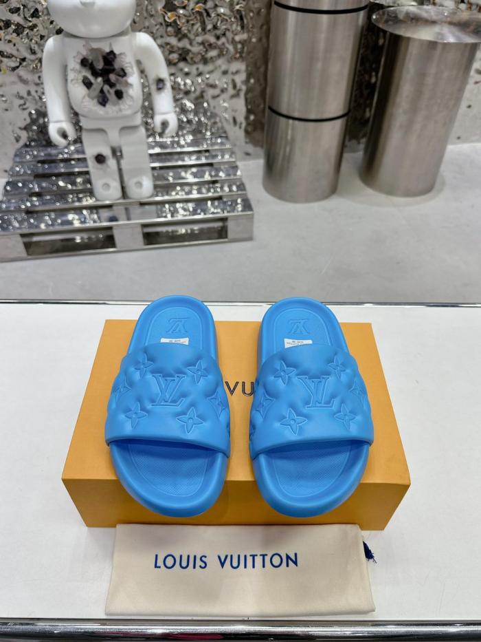 LOUIS VUITTON Waterfront Slide Slippers Blue