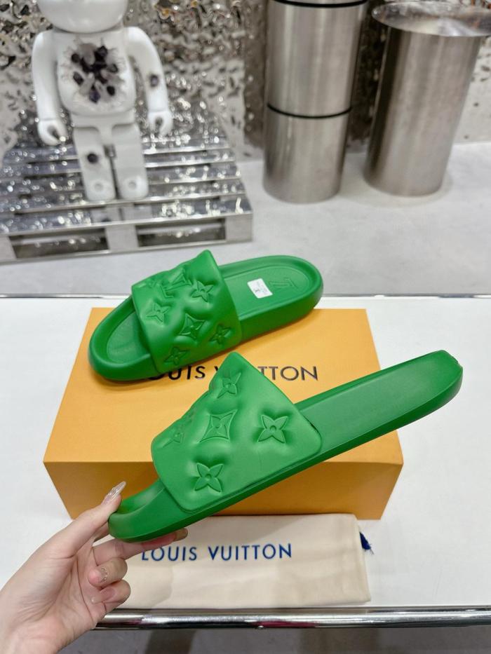 LOUIS VUITTON Waterfront Slide Slippers Green