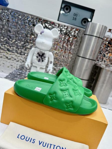LOUIS VUITTON Waterfront Slide Slippers Green