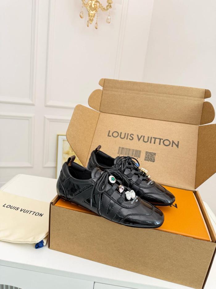 LOUIS VUITTON Sneakerina Leather Low top Casual Shoes Black
