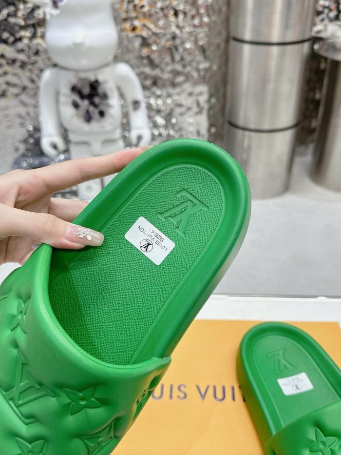 LOUIS VUITTON Waterfront Slide Slippers Green