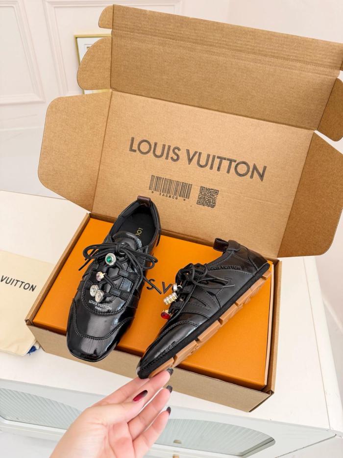 LOUIS VUITTON Sneakerina Leather Low top Casual Shoes Black