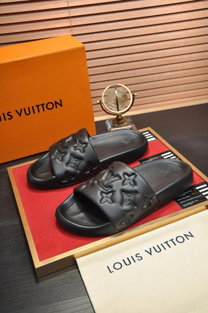LOUIS VUITTON Waterfront Slide Slippers Black