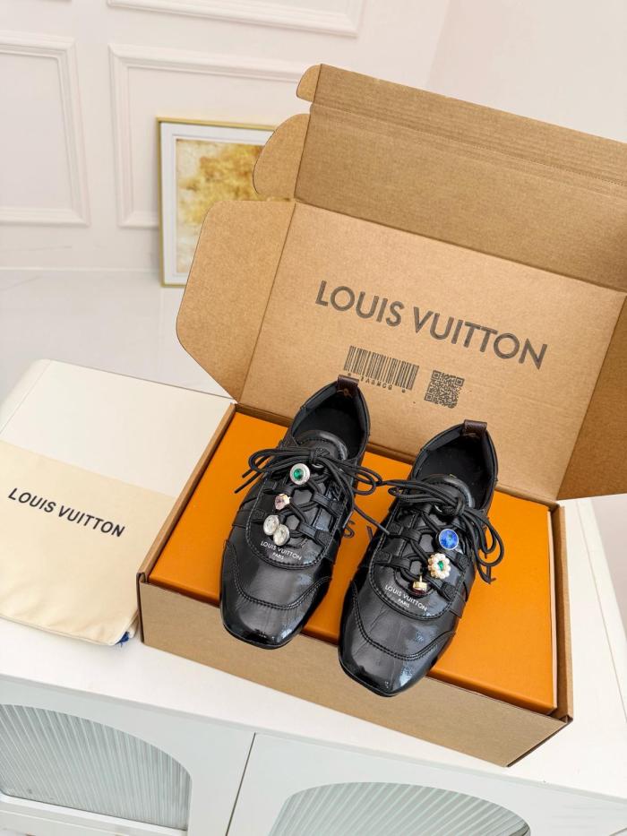 LOUIS VUITTON Sneakerina Leather Low top Casual Shoes Black