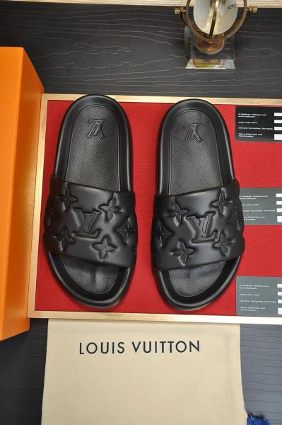 LOUIS VUITTON Waterfront Slide Slippers Black