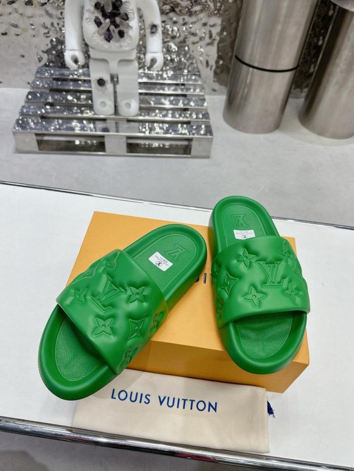 LOUIS VUITTON Waterfront Slide Slippers Green