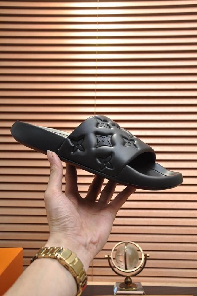 LOUIS VUITTON Waterfront Slide Slippers Black