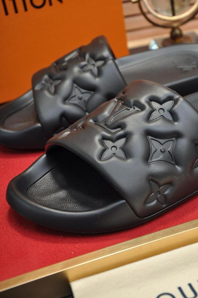 LOUIS VUITTON Waterfront Slide Slippers Black