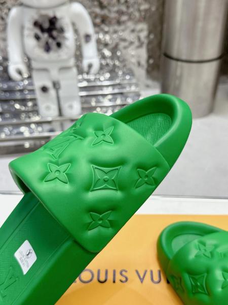 LOUIS VUITTON Waterfront Slide Slippers Green