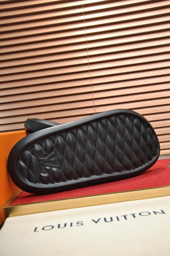 LOUIS VUITTON Waterfront Slide Slippers Black