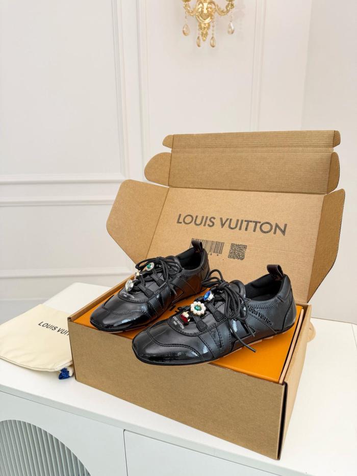 LOUIS VUITTON Sneakerina Leather Low top Casual Shoes Black