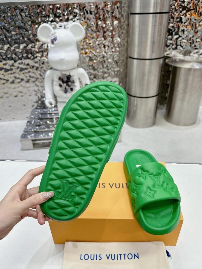 LOUIS VUITTON Waterfront Slide Slippers Green