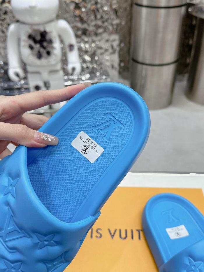 LOUIS VUITTON Waterfront Slide Slippers Blue