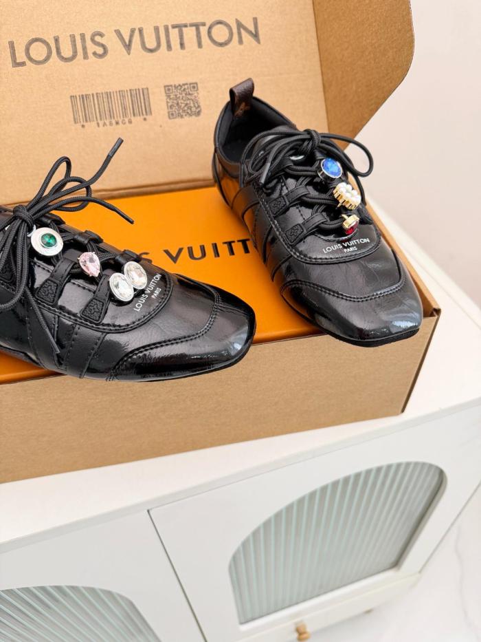 LOUIS VUITTON Sneakerina Leather Low top Casual Shoes Black