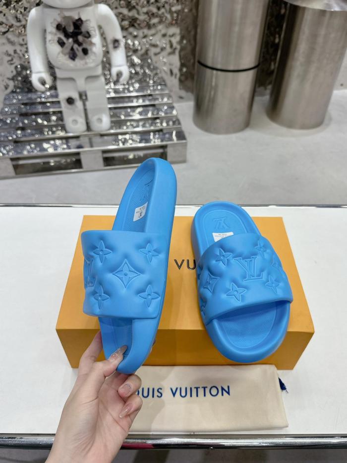 LOUIS VUITTON Waterfront Slide Slippers Blue