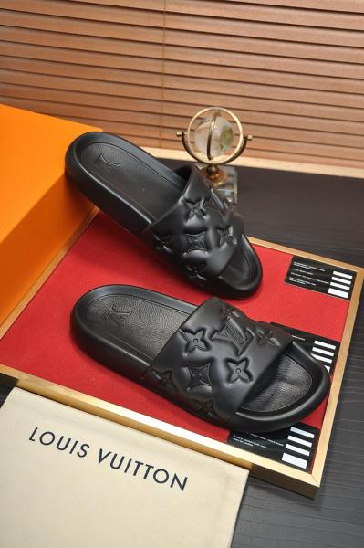 LOUIS VUITTON Waterfront Slide Slippers Black