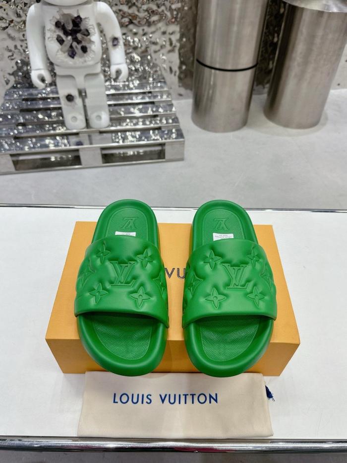 LOUIS VUITTON Waterfront Slide Slippers Green