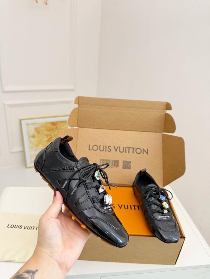 LOUIS VUITTON Sneakerina Leather Low top Casual Shoes Black