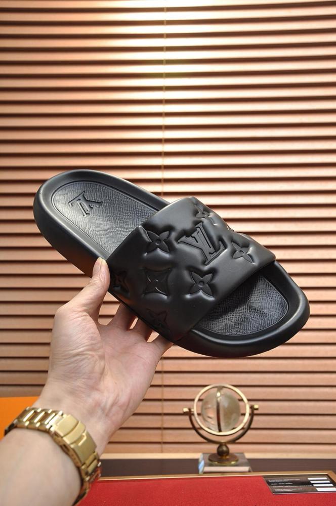 LOUIS VUITTON Waterfront Slide Slippers Black