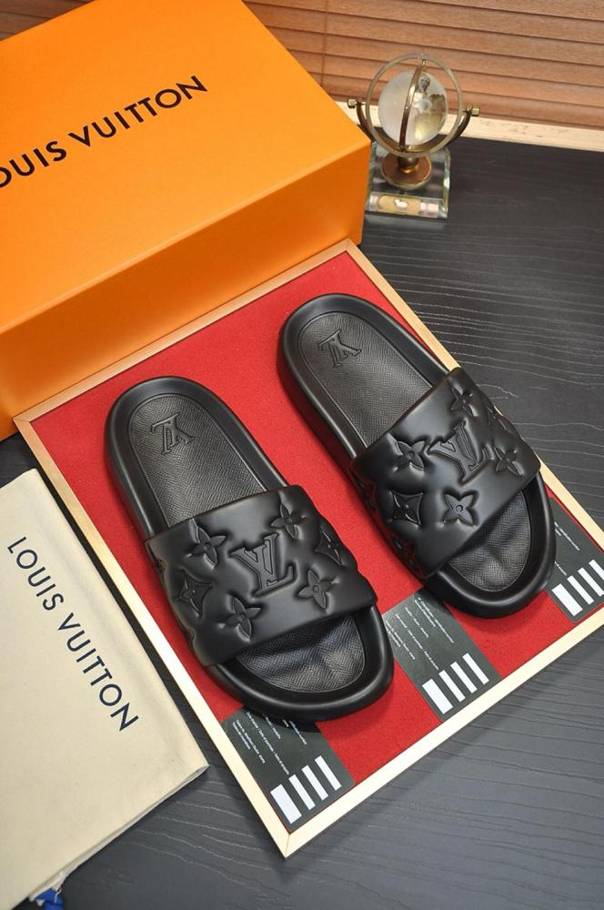 LOUIS VUITTON Waterfront Slide Slippers Black