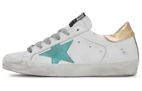 Golden Goose Super Star Stylish Skateboarding Shoes Women's Green Star, Golden Tail Distressed
