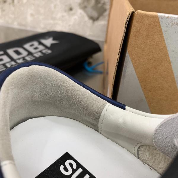 Golden Goose Super Star Low top Stylish Skateboarding Shoes Women's White Navy Blue Tail Distressed Style