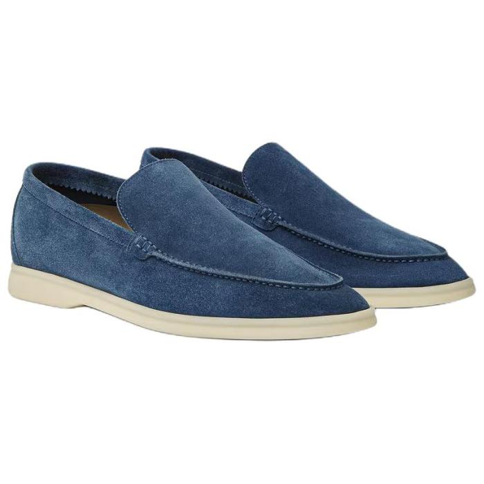 Loro Piana Summer Walk Cow Leather Casual Shoes Blue