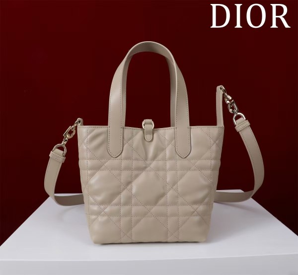 DIOR Toujours Cow Leather Handbag Small Women's Rouge Beige M2835OSNW-M51U size 16*12*18 cm