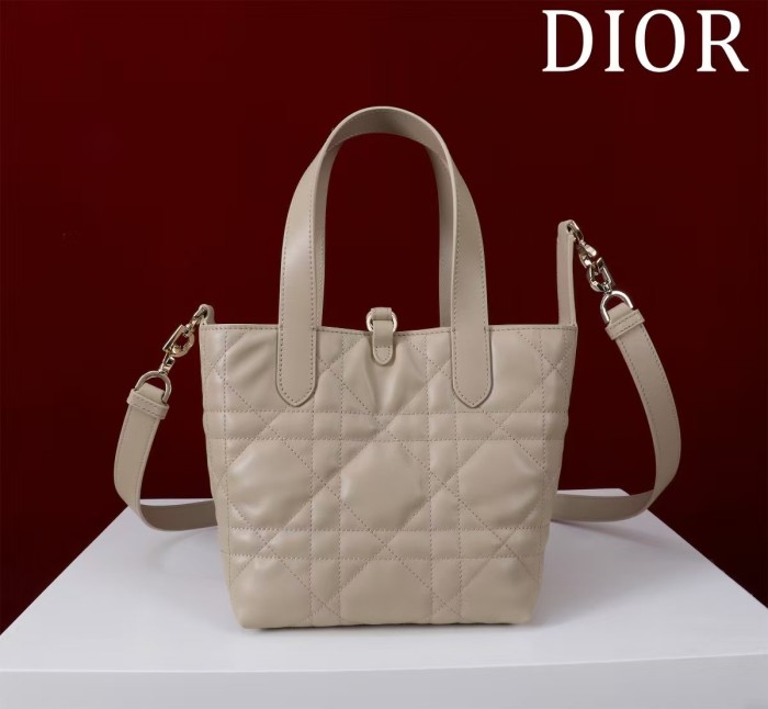 DIOR Toujours Cow Leather Handbag Small Women's Rouge Beige M2835OSNW-M51U size 16*12*18 cm