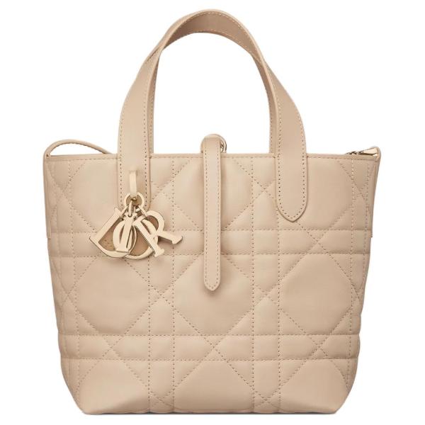 DIOR Toujours Cow Leather Handbag Small Women's Rouge Beige M2835OSNW-M51U size 16*12*18 cm