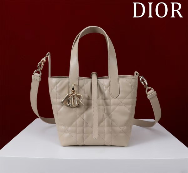DIOR Toujours Cow Leather Handbag Small Women's Rouge Beige M2835OSNW-M51U size 16*12*18 cm