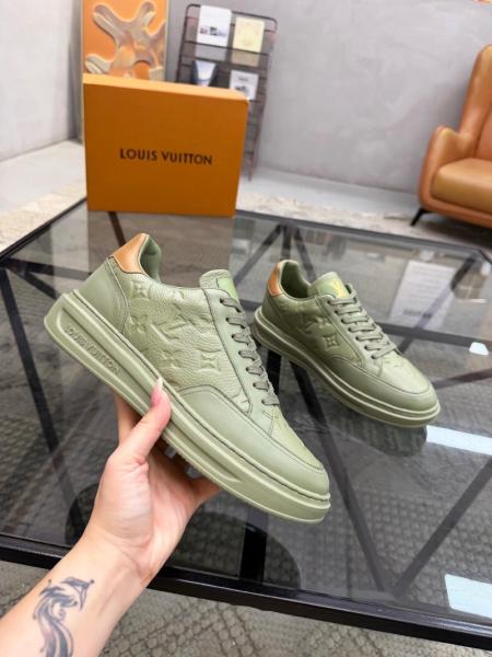 LOUIS VUITTON Beverly Hills Cow Leather Low top Skateboard Shoes Men's Green