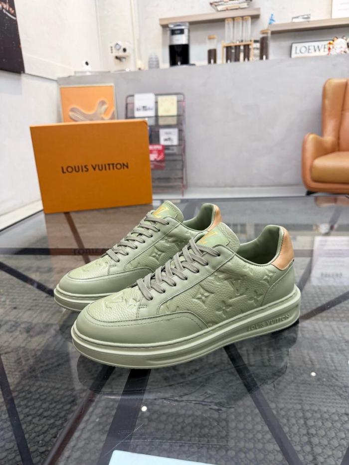 LOUIS VUITTON Beverly Hills Cow Leather Low top Skateboard Shoes Men's Green