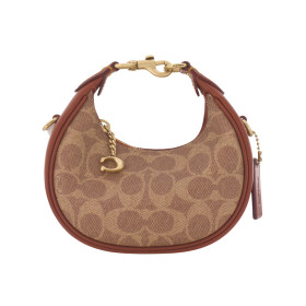 COACH JONIE Artificial Leather With Cow Leather Shoulder Bag, Crossbody Bag, Handbag Mini Women's Brown & Yellow & Red CR510-B4NQ4 size 15.5*6*7 cm