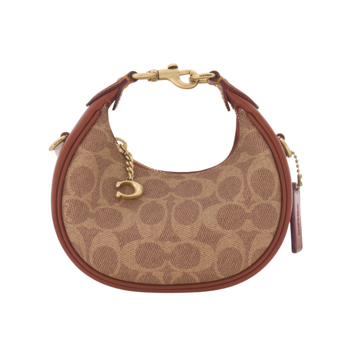 COACH JONIE Artificial Leather With Cow Leather Shoulder Bag, Crossbody Bag, Handbag Mini Women's Brown & Yellow & Red CR510-B4NQ4 size 15.5*6*7 cm