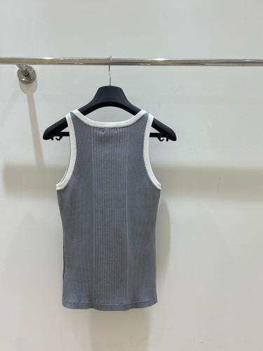 CHANEL Tank Tops Women's Grey U neck Moderate Other