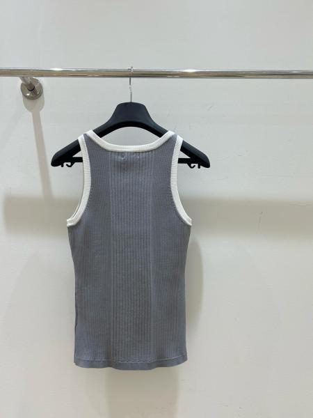 CHANEL Tank Tops Women's Grey U neck Moderate Other
