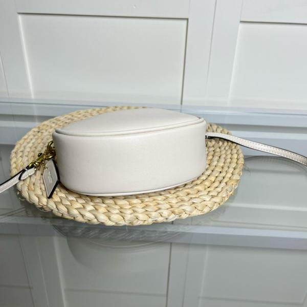 COACH JONIE Leather Crescent Bag, Crossbody Bag, One Shoulder Handbag Mini Women's White CR508-B4HA size 15.24*6.35*8.89 cm