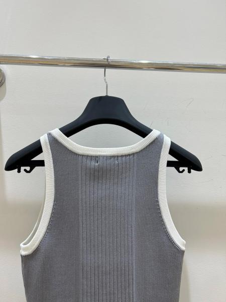 CHANEL Tank Tops Women's Grey U neck Moderate Other